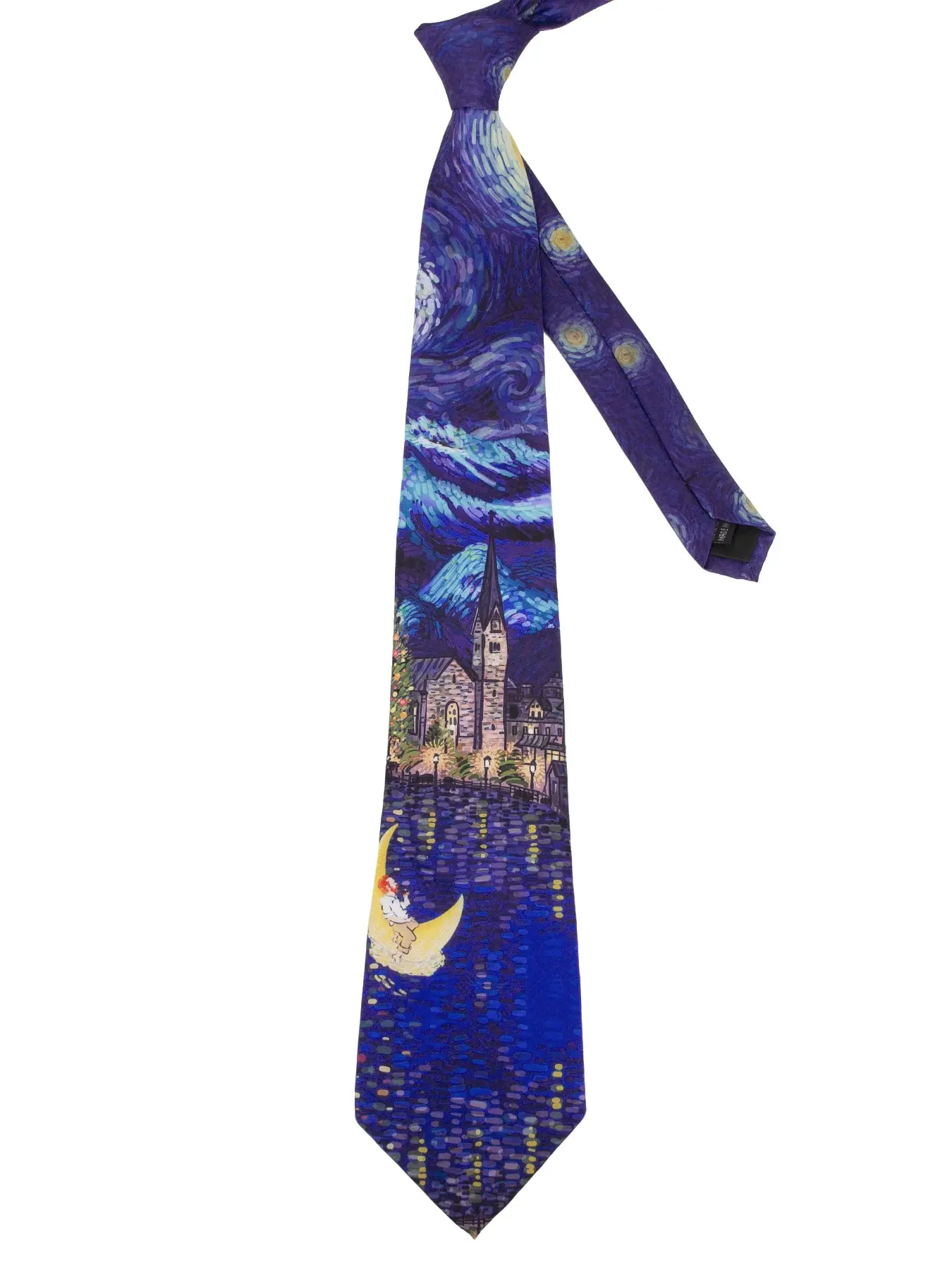 Van Gogh Starry Night Print Tie, 3.15 Inch, Wearable Art for Art Lovers, Jacquard Embroidery, All Seasons, Normal Width, Casual Elegant Tie, Jacquard Necktie, Stylish Tie Design