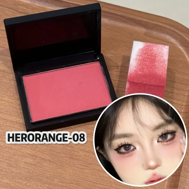 HERORANGE8 color simple black small box powder blusher beauty cosmetics dark brown low saturation matte finish facial contour concealer correction skin color sweat proof waterproof breathable go out easy to carry Christmas Halloween essential gift