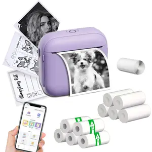 Mini Sticker Printer, 1 Set Portable Bluetooth-compatible Thermal Pocket Printer, USB Charging Printer for Study Notes & Gifts, Portable Thermal Printers