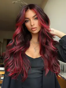 26 Inch Gradient Front Lace Long Curly Wig, High Heat Resistant Synthetic Material, Comfortable Fit, Party or Holiday Use