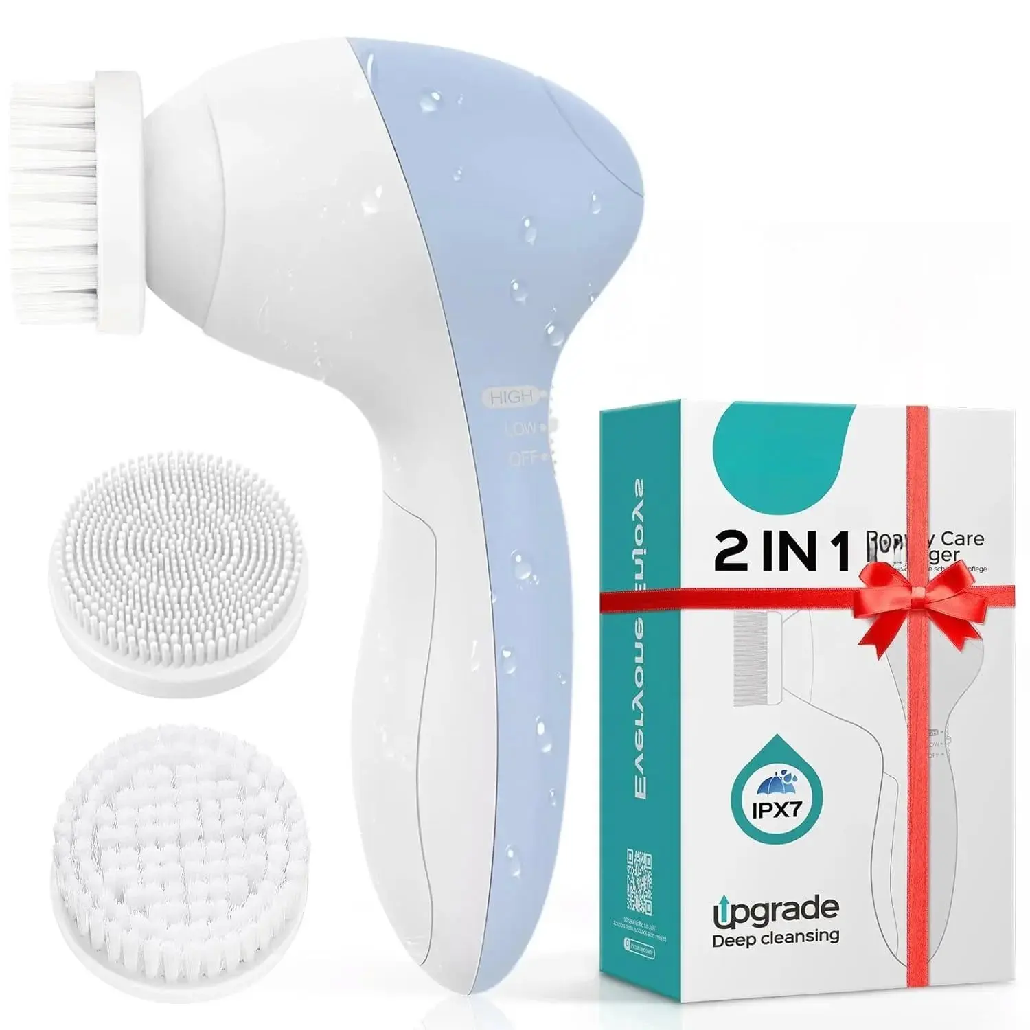 Electric Facial Cleansing Brush with 3 Heads, Waterproof Silicone Scrubber for Deep Cleaning, Exfoliating & Pore Shrinking, Suitable for Sensitive Skin