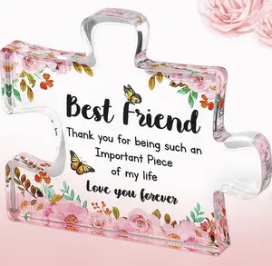 Acrylic Plaques Gifts for Best Friend, Friendship Gifts for Women Men, Friend Christams Birthday Gift, Acrylic Puzzle Desk Decor