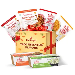 Eat Regal Taco Essentials Variety Pack (6 Items) — Limited Edition Holiday Gift Box with Sauces & Ready Rice for Quick Taco Recipes | Heat and Eat| Microwaveable| Ready in Minutes