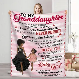 1 Gift Envelope for Granddaughter Printed Flannel Blanket, All-Season Warm Comfortable Soft Blanket, Sofa Bed Sofa Office Camping Travel Home Decoration Nap Blanket, Birthday Christmas Gift Blanket for Granddaughter