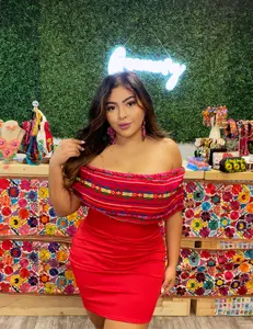 Red Zarape Mini Dress - Casual Medium Fabric Womenswear for Summer Comfort with Geometric Patterns