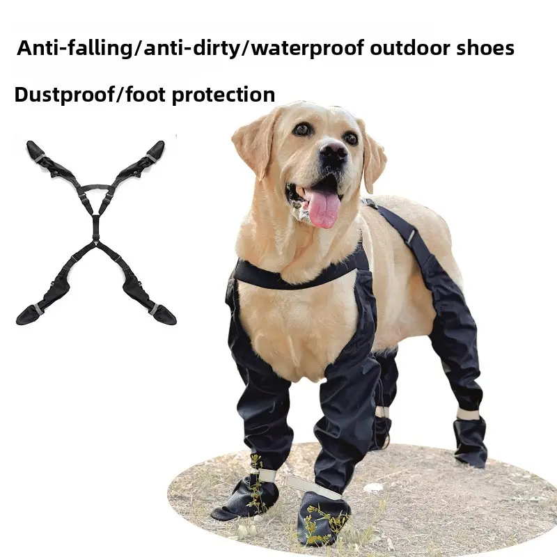 Dog Suspender Boots - Puppy Shoes, Soft, Waterproof, Dirt-Proof, Adjustable Pet Outdoor Paw Protectors