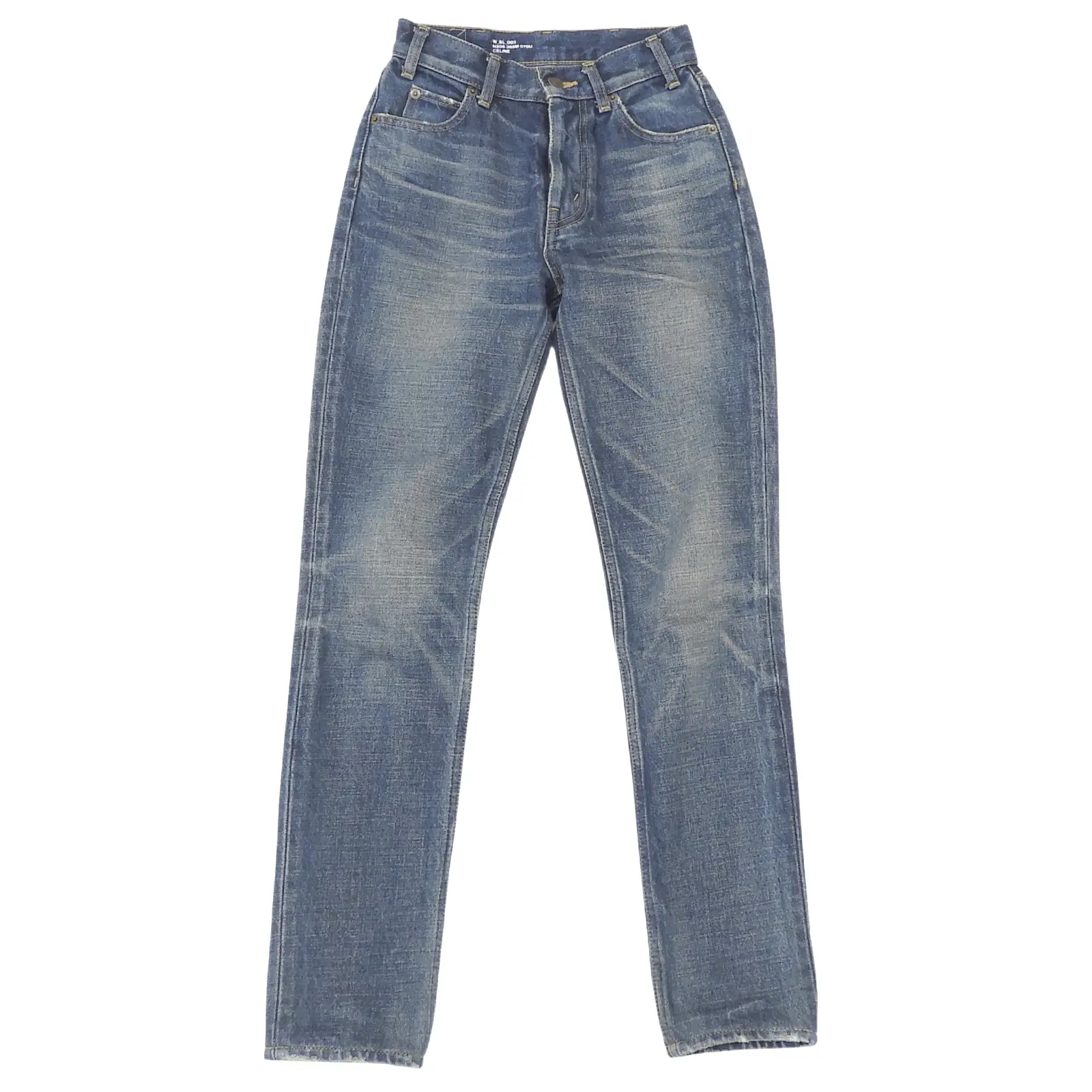 Pre-owned Celine Cotton Small Leather Goods denim straight pants