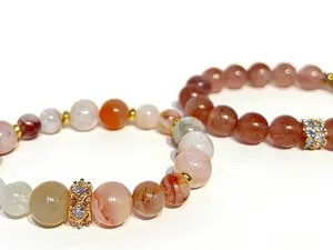 Strawberry Crystal Cherry Blossom Agate Bracelet Set Elegant Design for Any Occasion High-Quality Material Perfect Gift for Fashion Lovers