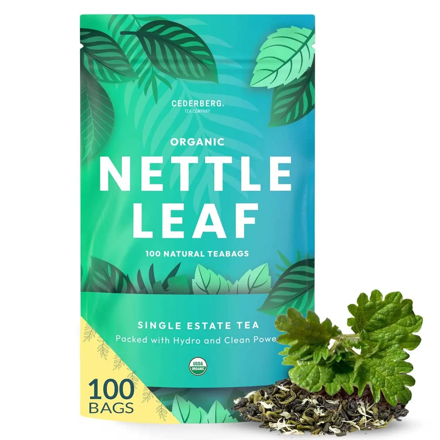 Cederberg Tea Company Organic Nettle Leaf Tea 100 Natural Teabags - Healthy Beverage -  Caffeine-Free Herbal Tea - Enjoy Hot or Cold