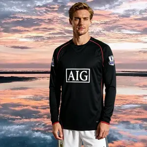 0708 Away Retro Black CR.7 LongSleeved Soccer jersey