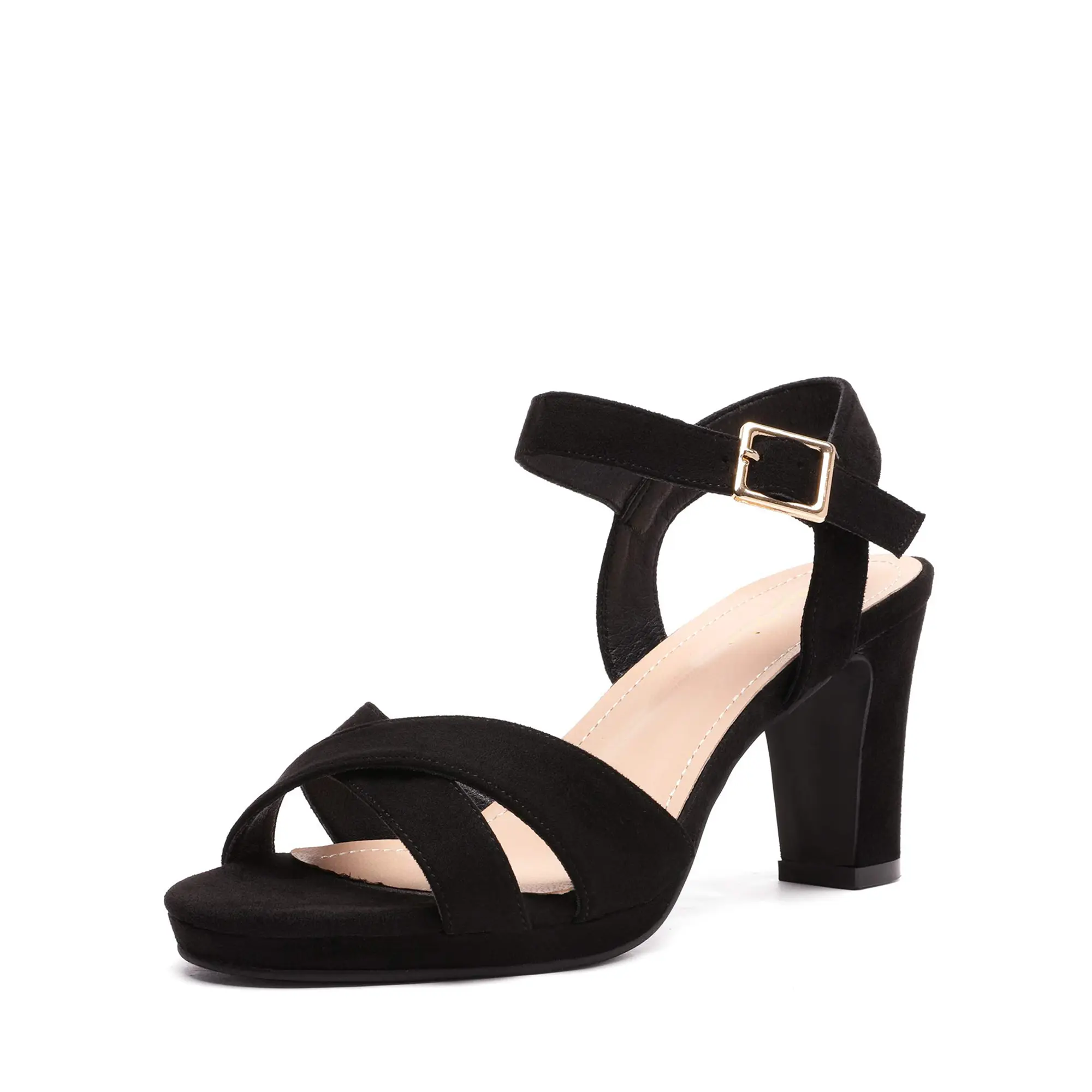 Dream Pairs Women Sandals, Sparkly Chunky Block Heels with Ankle Strap, Comfortable Platform Heels for Women with Rubber Sole for Party & Wedding