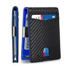 Men's RFID Blocking Bifold Wallet - Carbon Fiber Mens Minimalist Card Holder with Money Clip & Multiple Card Slots, Mens Wallet, Men's Minimalist Wallet