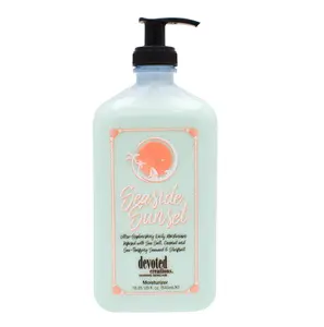 Seaside Sunset Moisturizer by Devoted Creations, 18.25 fl oz Daily Body Lotion Moisturizer, Tan Extender. Vegan, Wheat Free, Nut Free, Hypoallergenic
