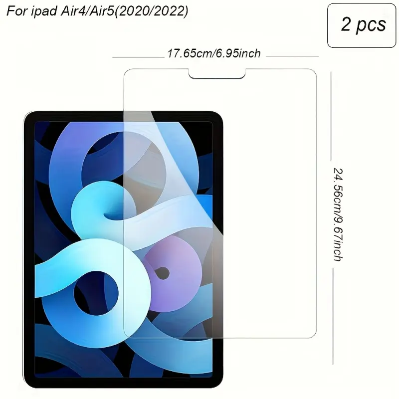 2pcs, Anti fingerprint high-quality tempered glass screen protector, suitable for iPad Air4/Air5 2020/2022 10.9-inch touch screen protector, screen protector, high-definition clarity, streamlined design, scratch resistant