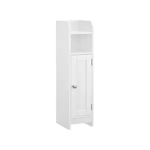 VASAGLE Small Storage Corner Floor Cabinet with Door, Narrow Toilet Paper Storage Holder, Adjustable Shelves, for Bathroom, Living Room, Small Spaces