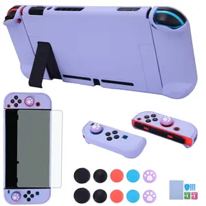 X-PCS19  Dockable Case for Nintendo Switch -  3 in 1 Protective Cover Case for Nintendo Switch and Joy-Con Controller with Screen Protector and Thumb grips - Purple