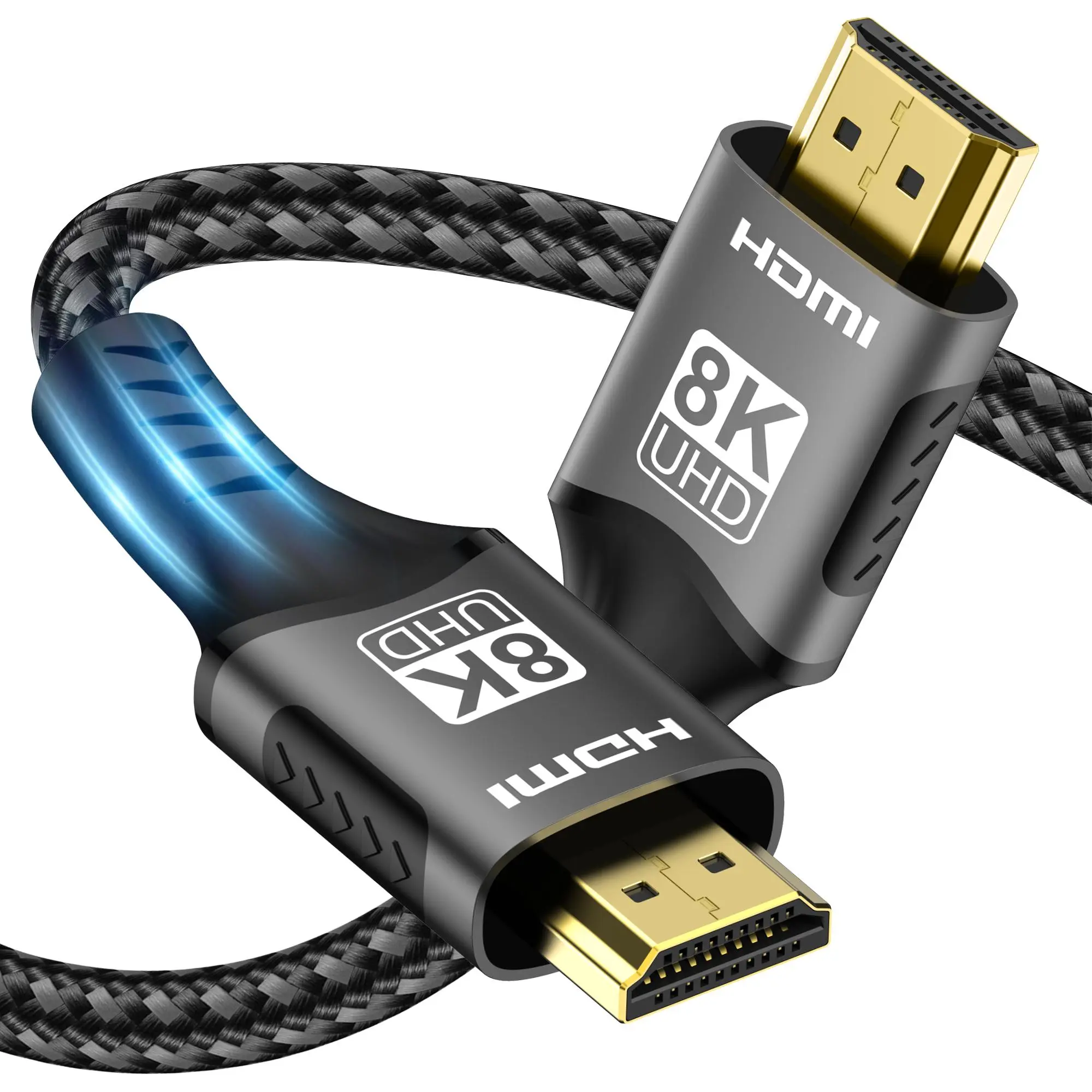 8K UHD HDMI 2.1 Cable, High-Speed Bandwidth eARC Dynamic HDR 3D Digital Cable, Compatible with HDTV, Roku TV, PS5, Blu-ray Player, Monitor, Laptop, Desktop & Projector, Phone Accessories