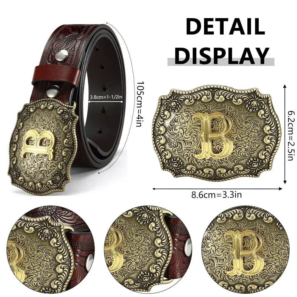 Handcrafted Real Leather Cowboy Belt With Custom Letter B, Durable Construction, Perfect Present For Festive Gifting And Daily Use summerwins Cowgirl Belts Western Style Belt
