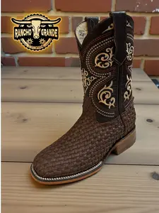 Petatillo Men's Square Toe Boots Genuine Leather / Bota Petatillo para Hombre Punta Rodeo Piel Genuina