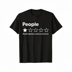 Unisex-Adults T-Shirt - Black, Short Sleeve - Funny Review People One Star: Absolute Would , Suitable for Mens & Womens Outdoor T-Shirt, 100%cotton,