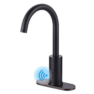 WOWOW Automatic Sensor Bathroom Faucets Touchless: Hands Free Motion Sensor Bathroom Sink Faucet 1 Hole with Cover Plate Oil Rubbed Bronze