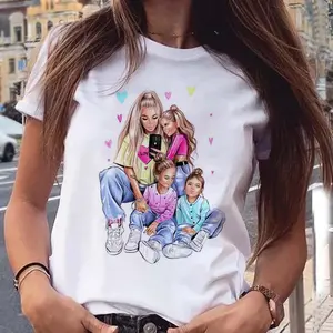 Proud Mom T Shirt for Women, Funny Cartoon Mom with Sons Graphic Tee, Soft Casual Short Sleeve Crew Neck Top, Comfortable Everyday Wear for Moms, Mother’s Day
