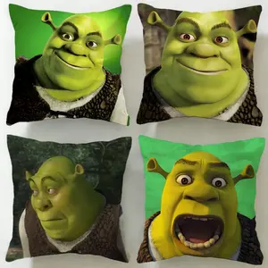 animated movie Shrek Cushion Cover Ultra-Soft Reversible Plush Pillow Cover | Double-sided fluffy comfort for car, sofa, bedroom | Skin-friendly fabric | Easy clean & maintain | Stylish home decor | Perfect gift for family & friends