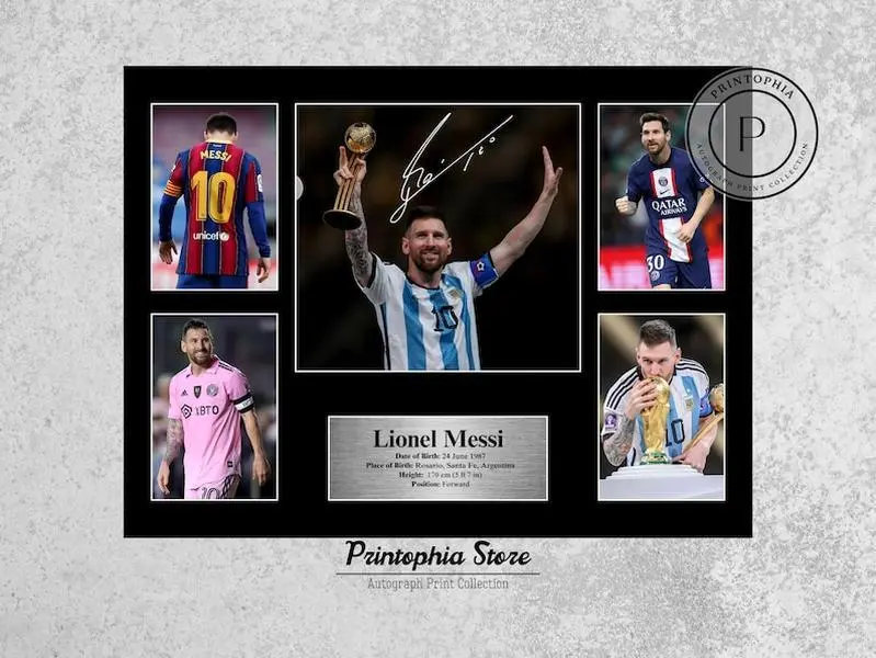 Printable Messi Signed Poster, Soccer Wall Art Gift, Football Autograph Poster Print, Downloadable Room Decor for Football Fans
