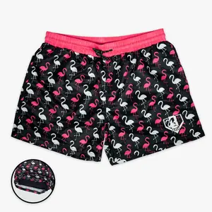 Flamingo Swim Trunks with Compression Liner
