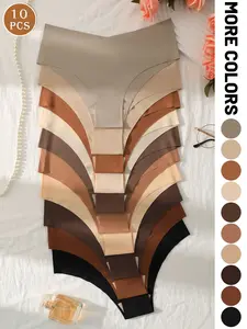 10 pieces of solid color soft fitting underwear, sexy V-shaped low-waist briefs, women's autumn and winter lingerie, Soft Comfy Brief