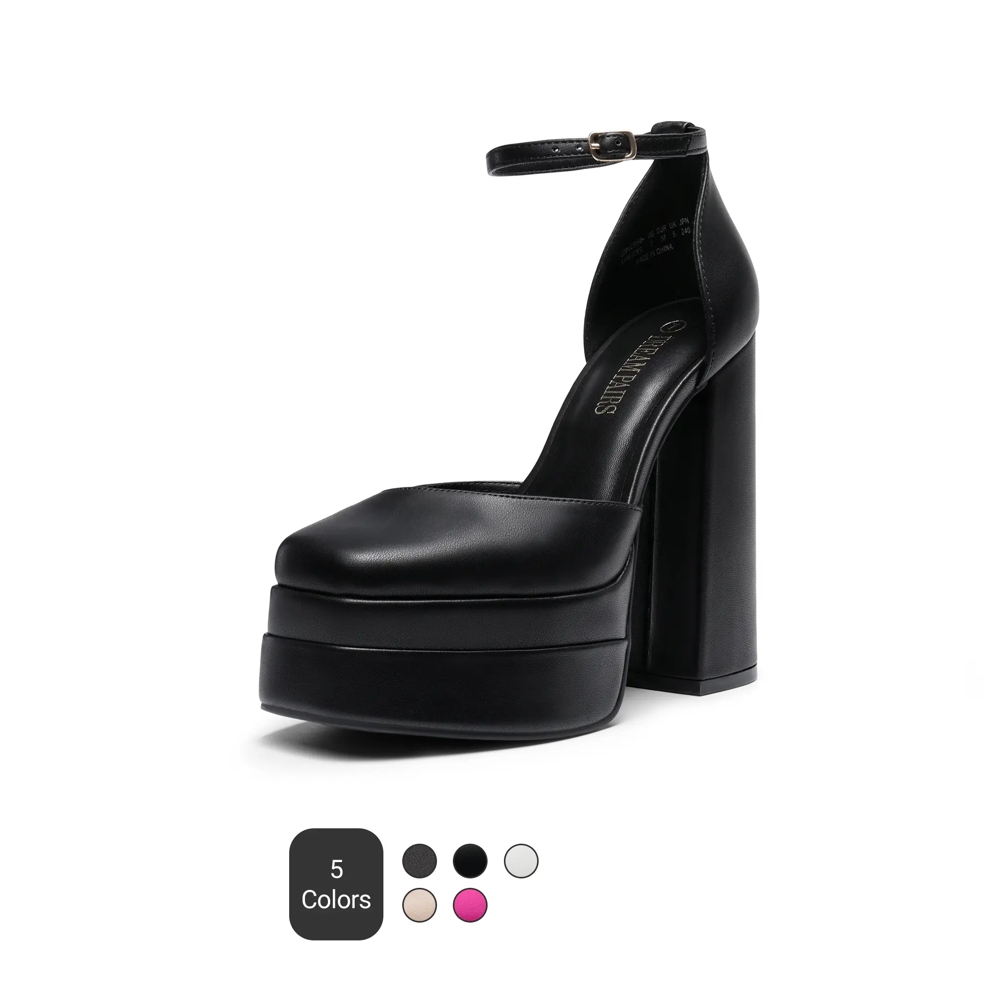 DREAM PAIRS Women's Fashion Platform High Heels - Elegant Square Toe, Ankle Strap, Chunky Heel, Shoes for Women, Steadier on Smooth Surfaces, Bold Platform Lift, Party & Back to School Wear
