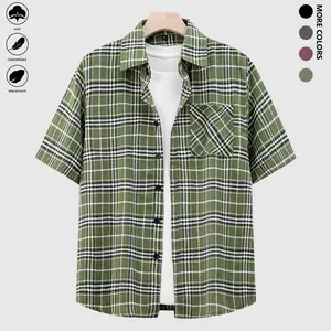 Men's shirt, slightly textured color-block checked long-sleeved shirt, button-down collar business casual formal wear shirt, high-end shirt, suitable for professional and formal occasions, machine washable.