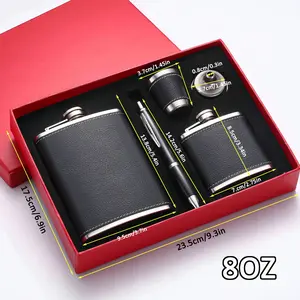 Stainless Steel Hip Flask Set, 1 Set Including Hip Flask & Cup & Pen & More, Leak-proof Whiskey and Vodka Bottle for Men and Women, Drinkware Gift for Men, Pink Flask for Women