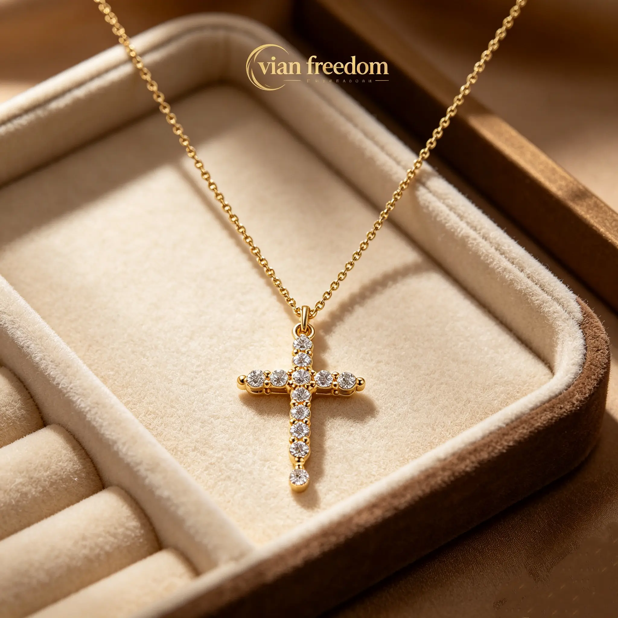 Women's Elegant Gold-Plated Cuban Link Dainty Necklace, Minimalist Cross Design with Diamond Pendant, Perfect Gift for Special Occasions