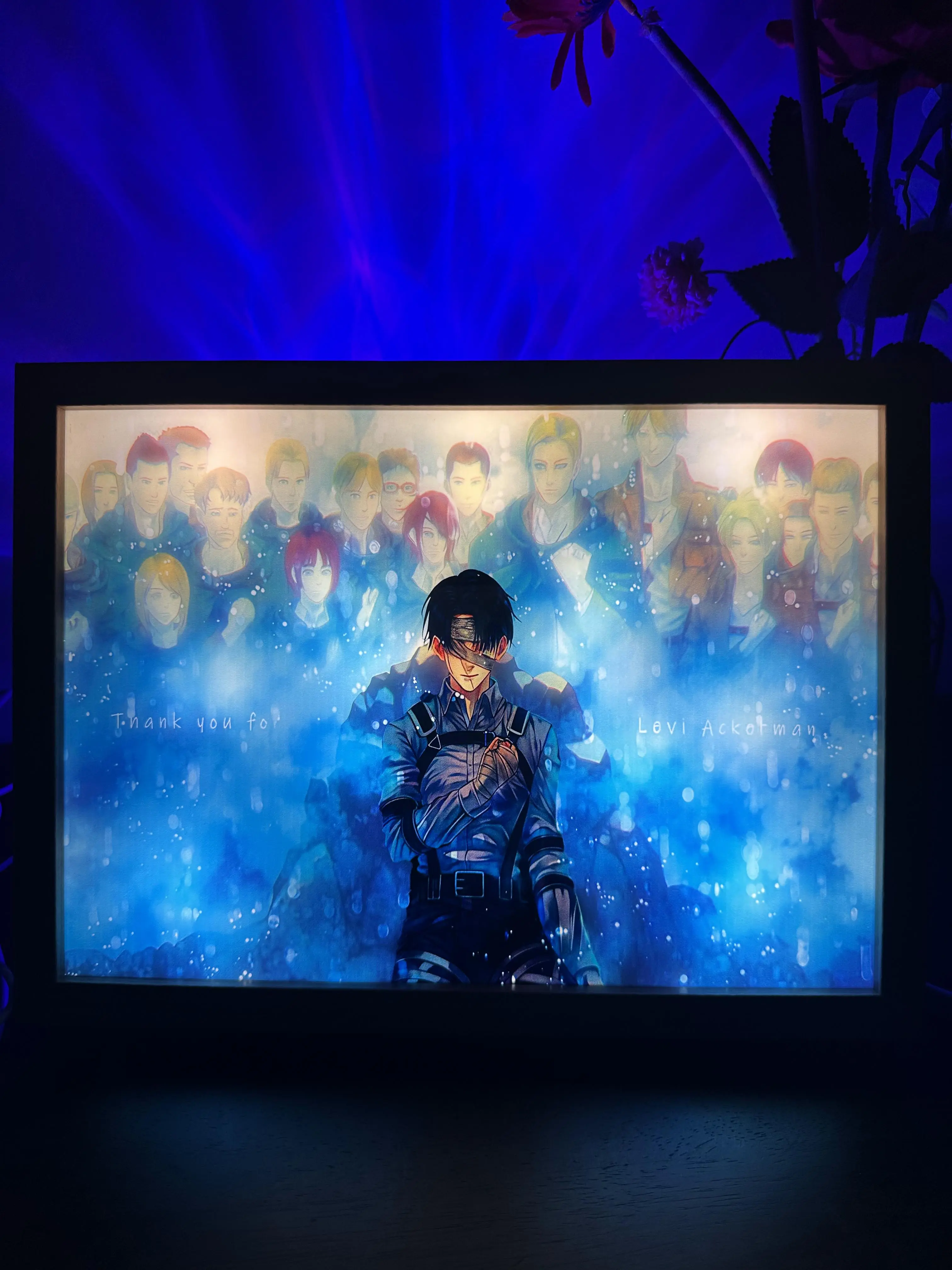 Attack on Titan Captain Levi LED Backlit Painting Lamp, Home Decor Photo Frame Night Light with Led Light Backlit summerwins