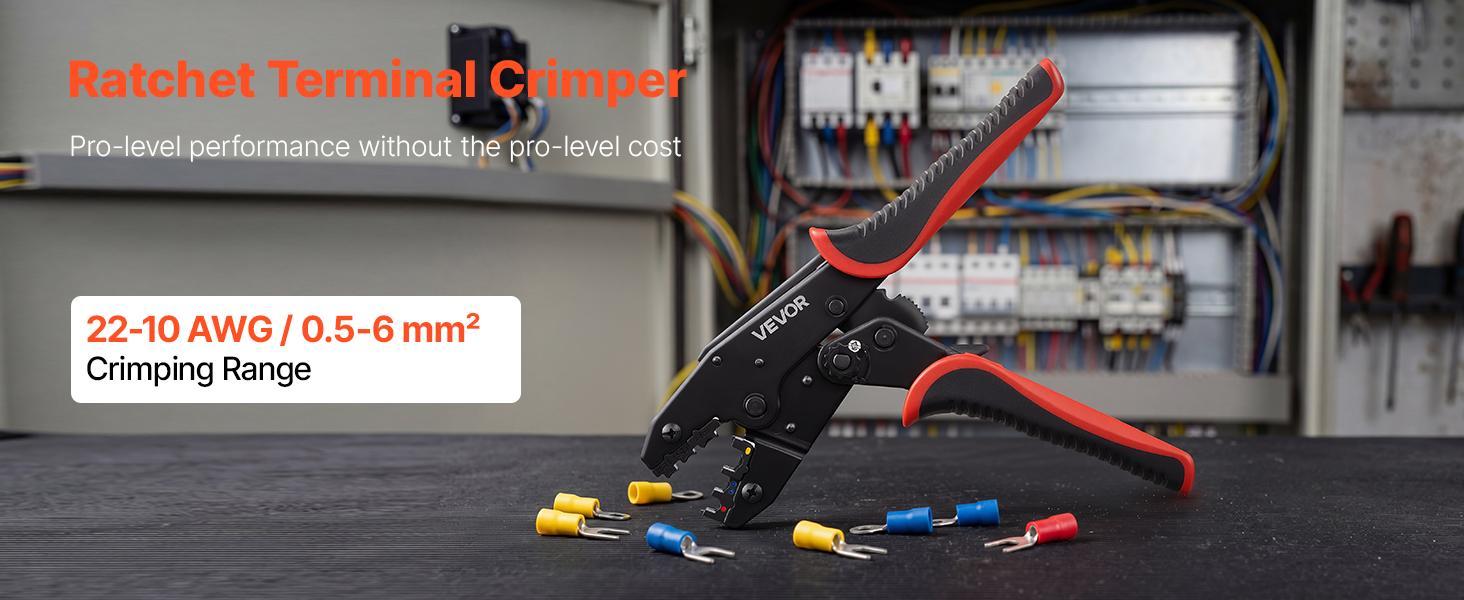 【Summerfinds】VEVOR Crimping Tool22-10 AWG Ratcheting Wire Crimper ToolLabor-Saving Electrical Terminal Crimp Pliers with Clear Metric & AWG MarkingsQuick ReleaseAdjustable Force for Multiple Terminals 【Summerfinds】VEVOR Crimping Tool22-10 AWG Ratcheting Wire Crimper ToolLabor-Saving Electrical Terminal Crimp Pliers with Clear Metric & AWG MarkingsQuick ReleaseAdjustable Force for Multiple Terminals