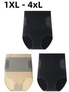 Large Size, 3-Pack, + Skin Tone +, Triangle Belly Control Underwear Briefs for Women, Postpartum Shapewear, All Seasons, Panties