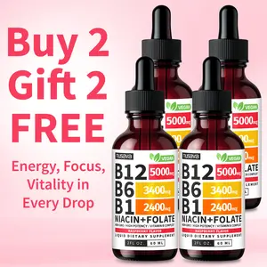 (4-Pack) Vitamin B12 Raspberry, & Strawberry Liquid Edible Supplement Drops with B6, B1, Niacin & Folate for Energy, Brain & Heart - 27,200 mcg per Serving, 4 fl Oz