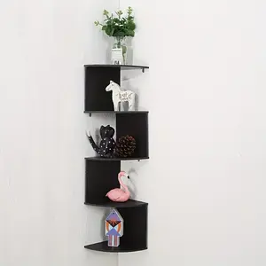 5-Tier Corner Shelf, Wall-Mounted Storage Rack, Wall Mount Organizer, Wall Shelf Unit, Floating Design, Drillable, Modern Style, decor, lightweight, Living Room, Bedroom, Kitchen, Bathroom, Office