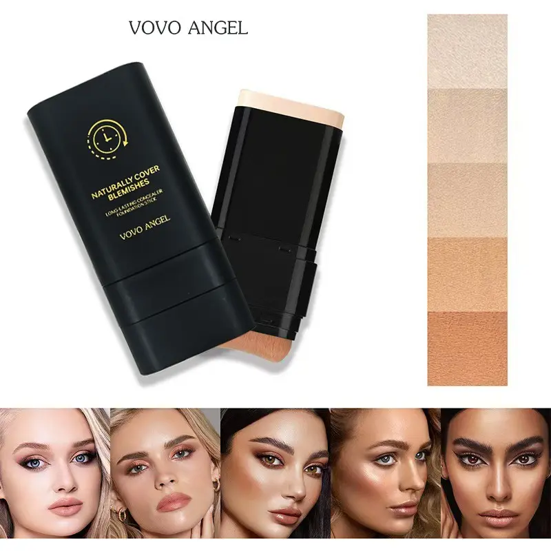 Foundation Stick Concealer Moisturizing Buildable Coverage Flawless Complexion Dual-Ended Natural Color Ivory, 1 Pack, Hydrating Makeup Base, Concealer Foundation Hybrid
