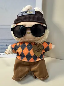 【Only clothes】Guitar 17cm Labubu Clothes 4pcs Set Doll, Sunglasses Sweater overalls hat setOutfit Set for Labubu 17cm Accessories