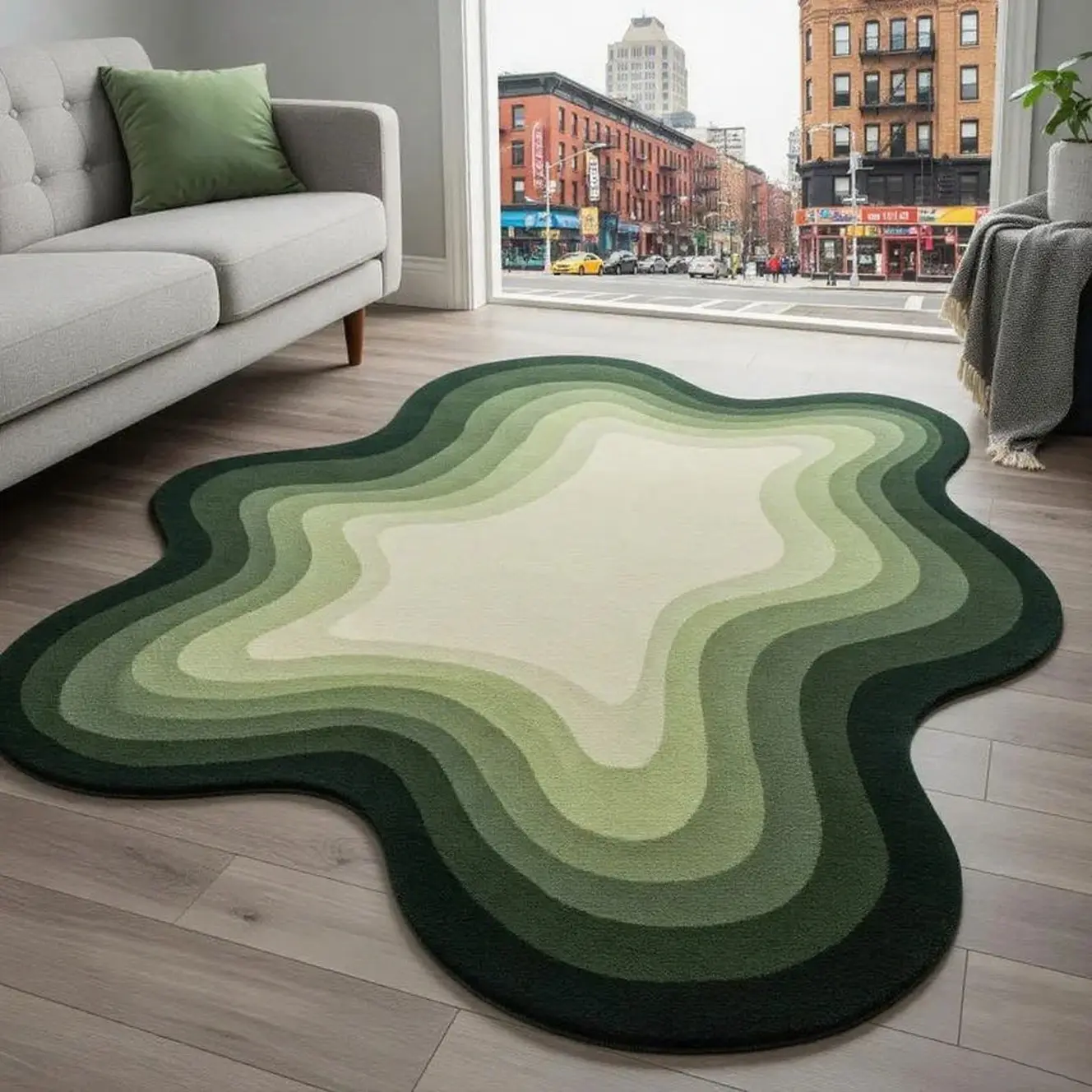 Vintage Gradient Striped Carpet, Irregular Shape Plush Fluffy Rug for Living Room Bedroom Balcony, Easy Care Decorative Mat, Home Decorative Rugs, Fluffy Area Rug, Home Decor Rug
