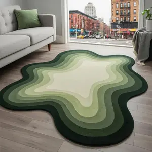 Vintage Gradient Striped Carpet, Irregular Shape Plush Fluffy Rug for Living Room Bedroom Balcony, Easy Care Decorative Mat, Fluffy Area Rug, Home Decor Rug