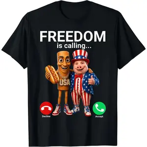 Tung Tung Tung Sahur John Pork Fourth of July T-Shirt Cotton Menswear Crew Neck Graphic Top Tee Womenswear Streetwear Tshirt Stylish Casual Print Crewneck Tshirts