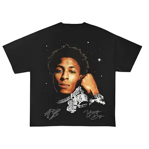 Women's Cotton YoungBoy Never Broke Again Portrait T-Shirt, Short-Sleeve Hip Hop Streetwear Top, Everyday Clothes Piece for Pairing with Jeans Womenswear Tshirt