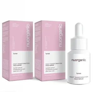 nuorganic Cosmetics Lunas Night Transformation Face Serum - 2 qty - Anti-Aging Formula with Baobab Seed Oil & Lactobacillus Ferment for Wrinkles & Fine Lines