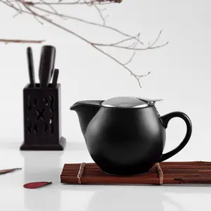 Stainless Steel Ceramic Teapot 350ml - 6 Colors, Extra-Fine Infuser, Durable & Stylish, Perfect for Loose Leaf Tea Teacup White Kitchenware