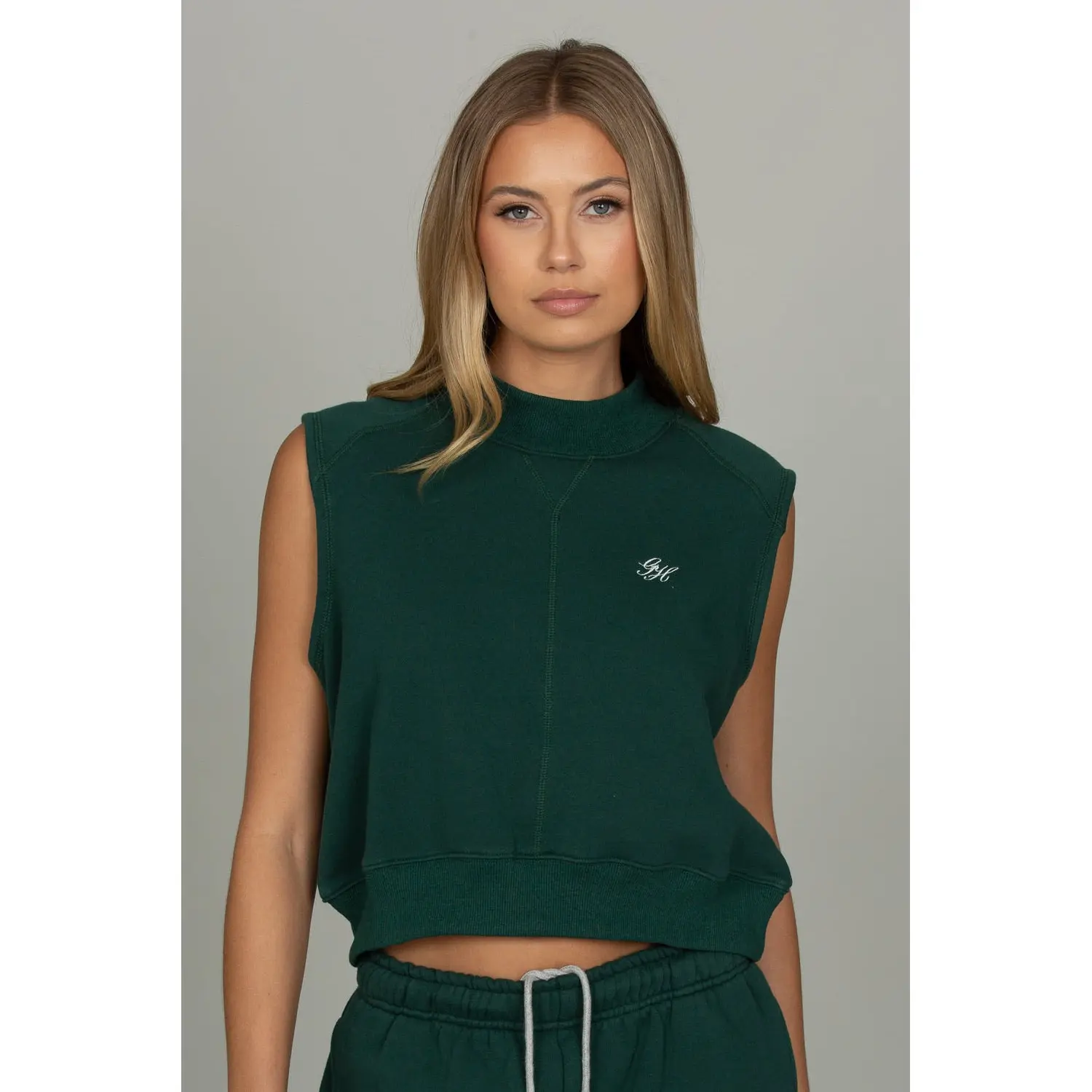 Hunter Green Mock Neck Sleeveless Top 2.0