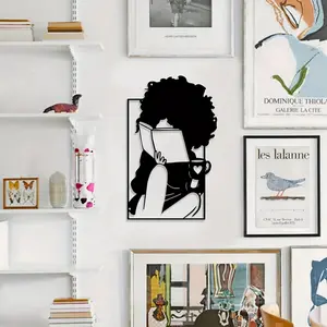 1 piece of metal wall decoration - Halloween Christmas gift, humorous bathroom logo, minimalist line art design, Art deco style - guest bathroom decoration without feather bathroom, kitchen decoration, Modern Home Decoration