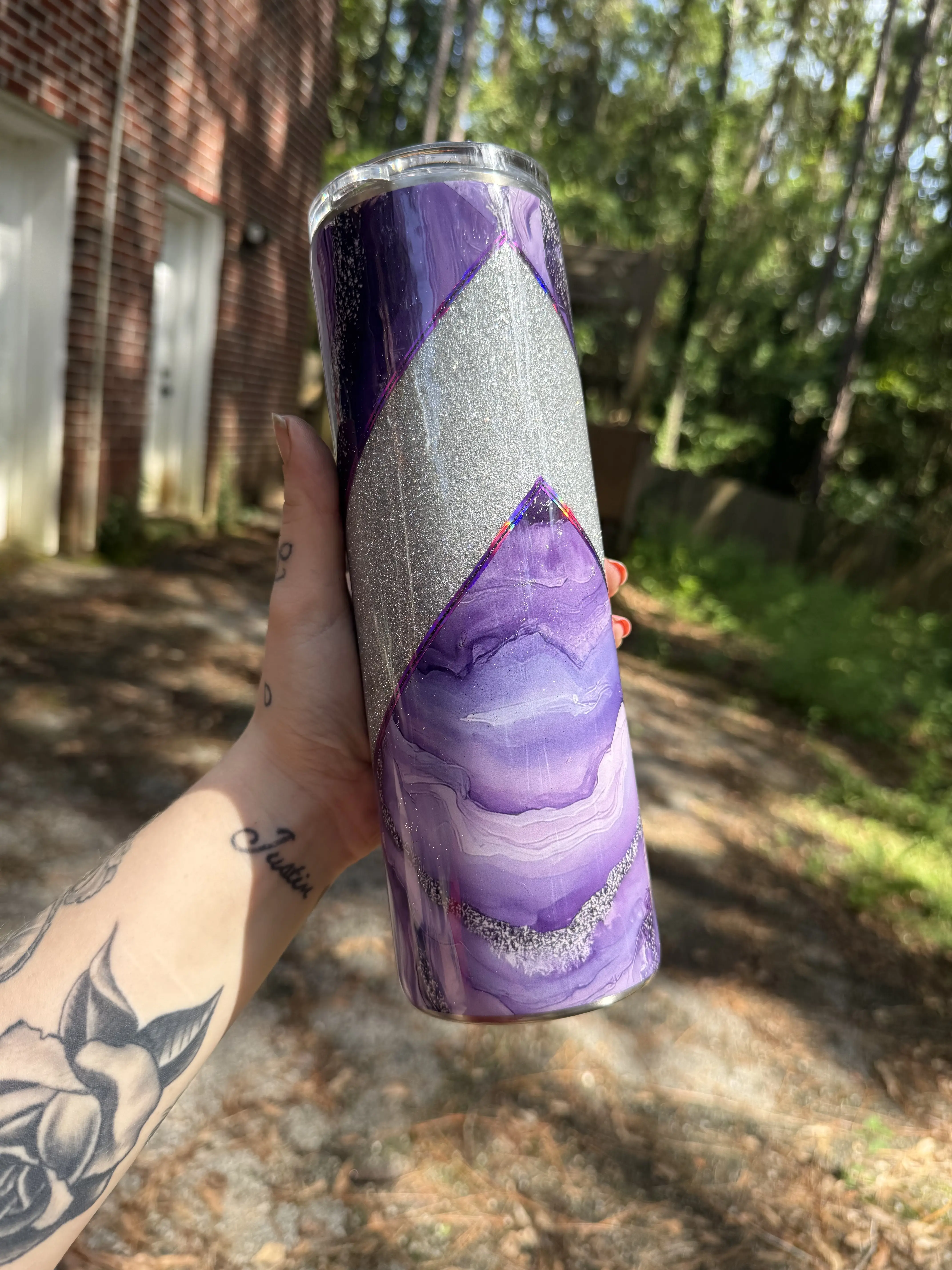 30 oz Glam Amethyst Geode Tumbler Reusable Waterbottle